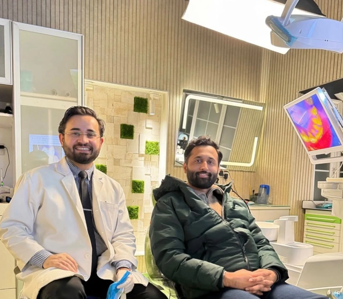 Syed Ahmad Raza with Dr. Syed Mannan Azhar at 32 Dental Care in Lahore