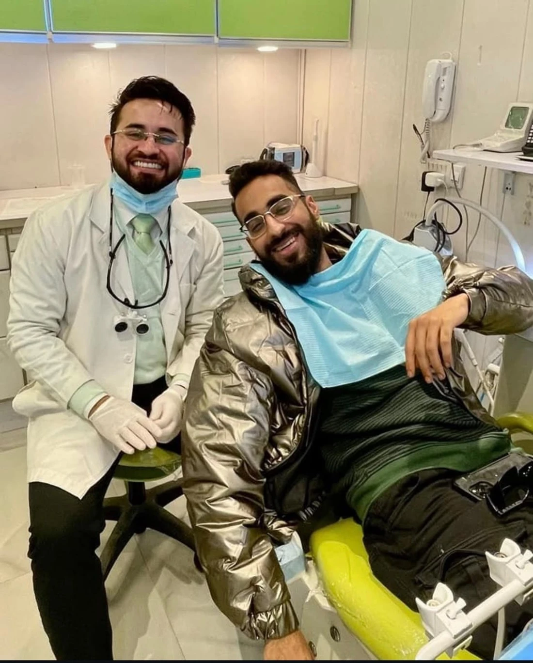 Talha Yunus with Dr. Syed Mannan Azhar at 32 Dental Care in Lahore