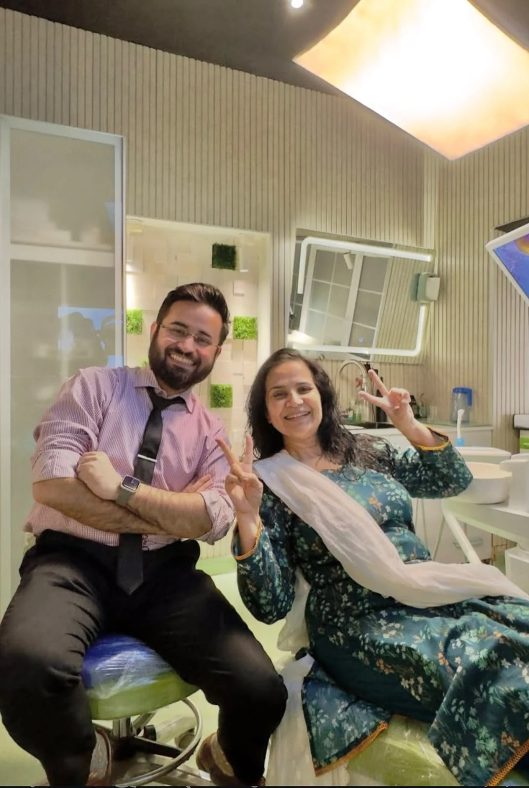 Munazzah Arif with Dr. Syed Mannan Azhar at 32 Dental Care in Lahore
